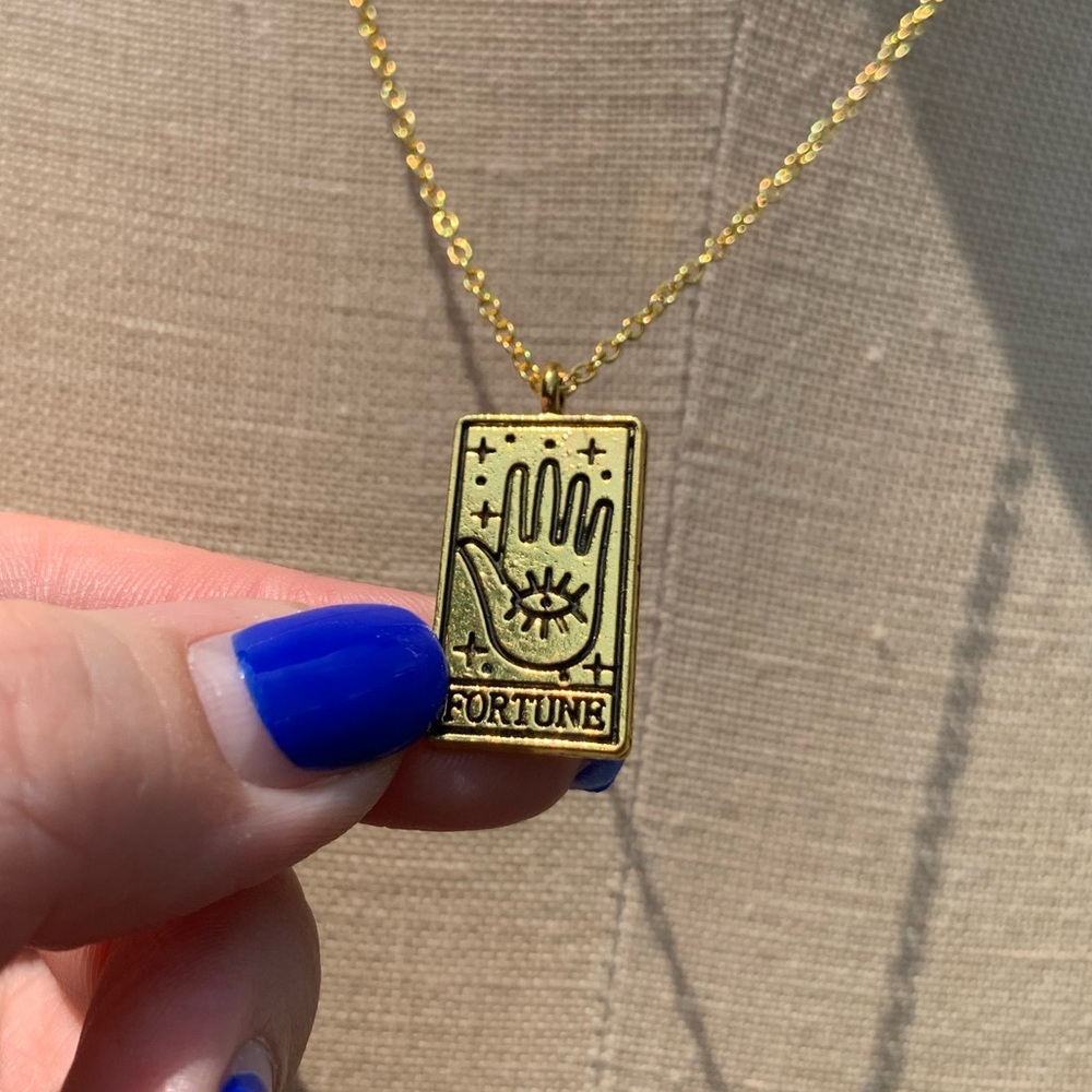 NWT Reversible Sterling Silver Plated Chain, Fortune Tarot Card Alloy Necklace - Picture 9 of 14